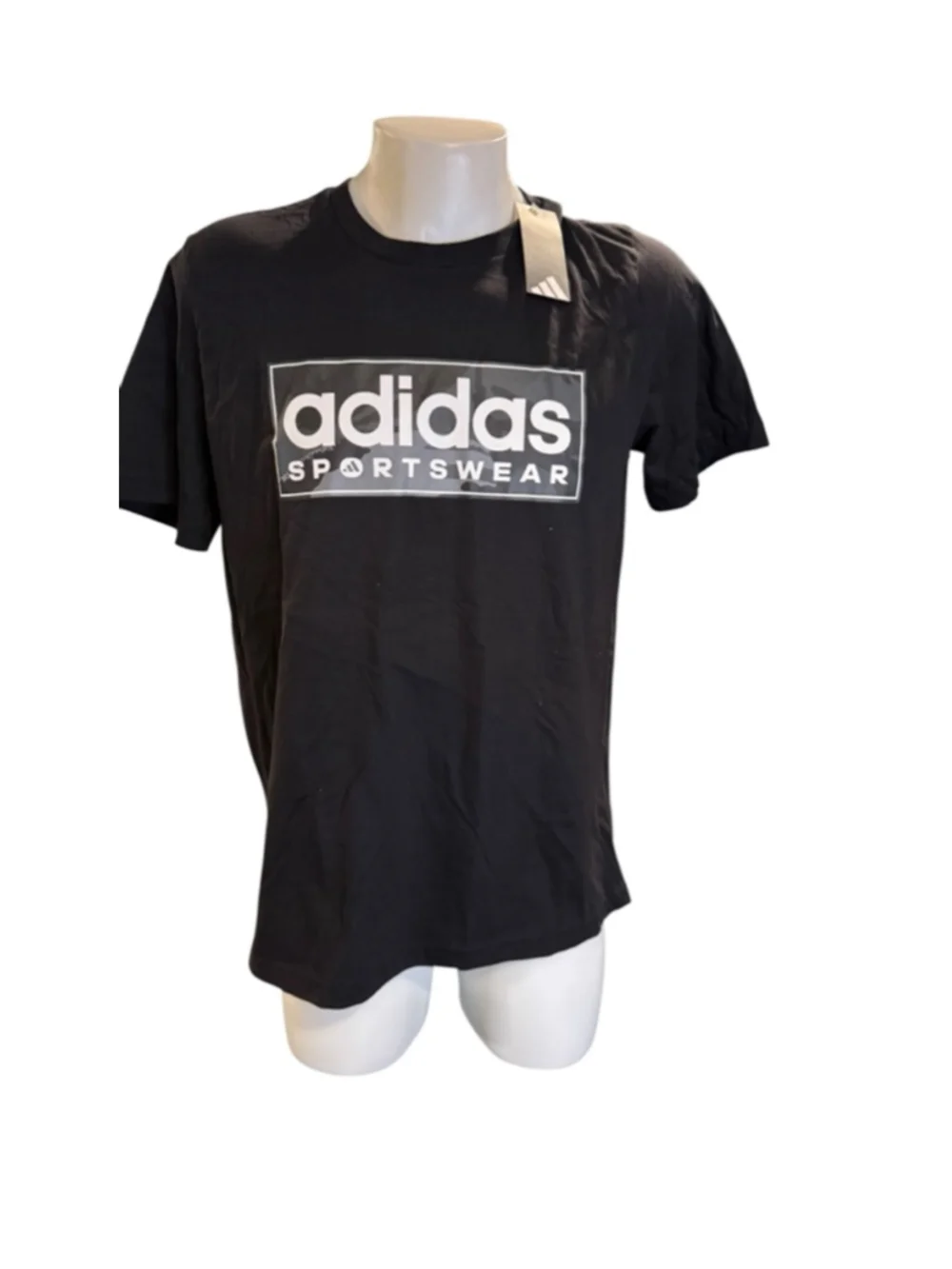 Men's Adidas Black & White Camo Logo Short Sleeve Tee L i60